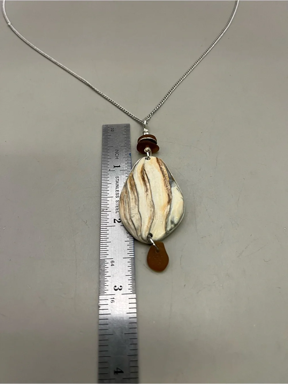 Handmade Quahog Shell Wampum Necklace with Authentic Amber Sea Glass
